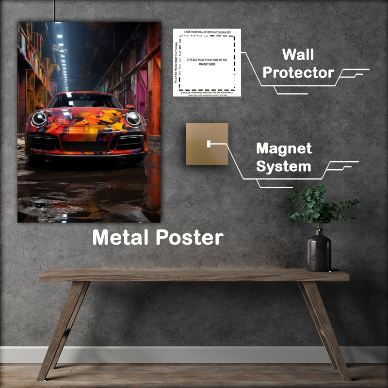 Buy Metal Poster : (Porsche in splash art colours)