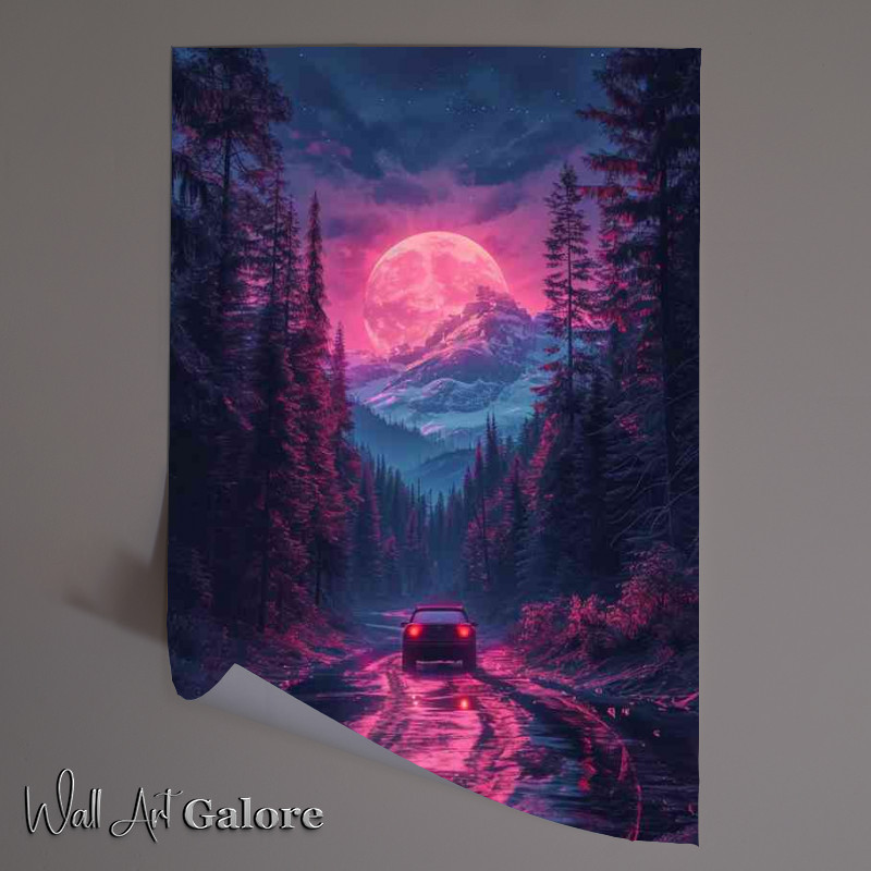 Buy Unframed Poster : (Purple sunset driving on the road)