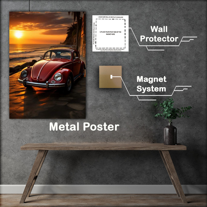 Buy Metal Poster : (Red Beetle at sunset)