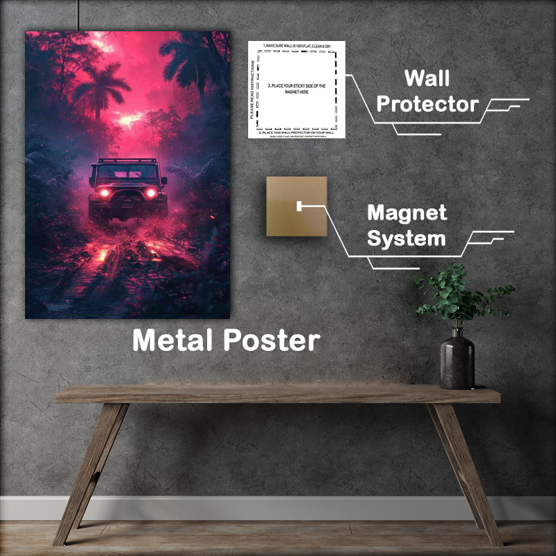 Buy Metal Poster : (Suv driving through the forest)