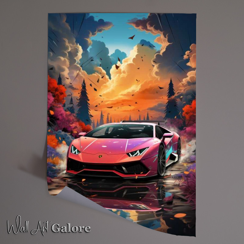 Buy Unframed Poster : (The Pink Lambo street art style)