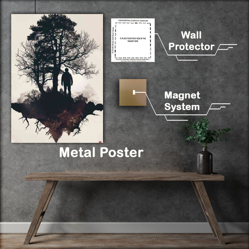 Buy Metal Poster : (Double exposure of the tree and the person)