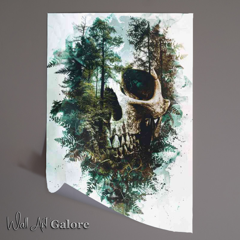 Buy Unframed Poster : (Double exposure skull face forest)