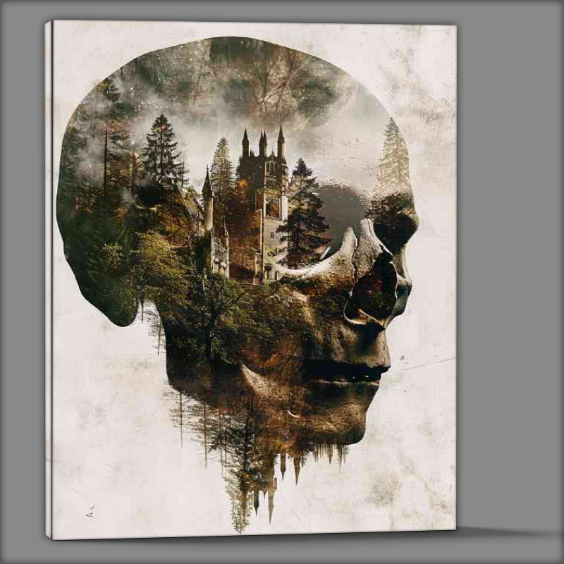 Buy Canvas : (Skull heand and a forest double exposure)