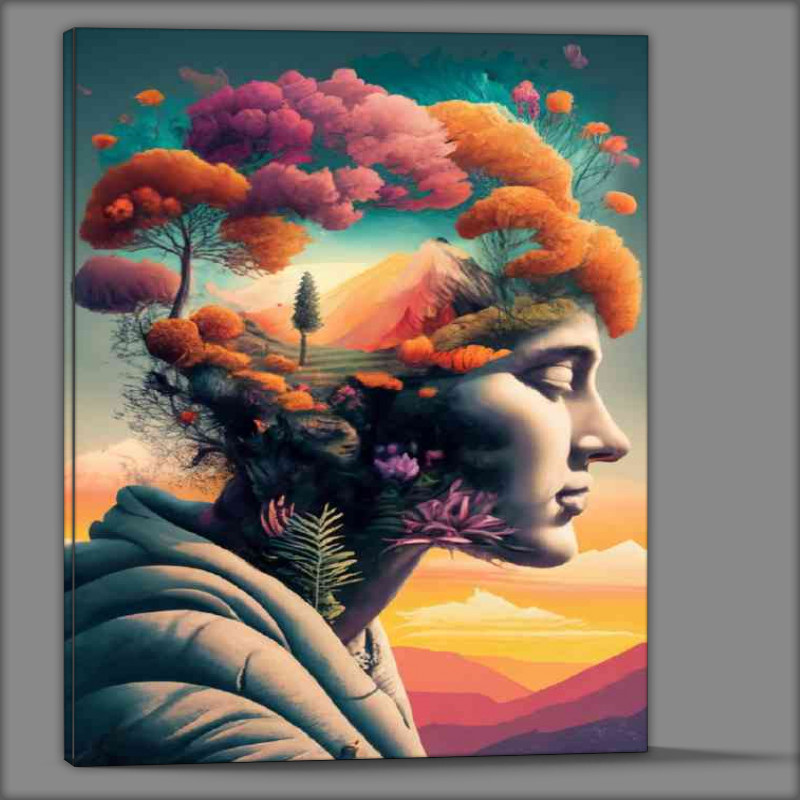 Buy Canvas : (Wild Folwers ladys head Double exposure)