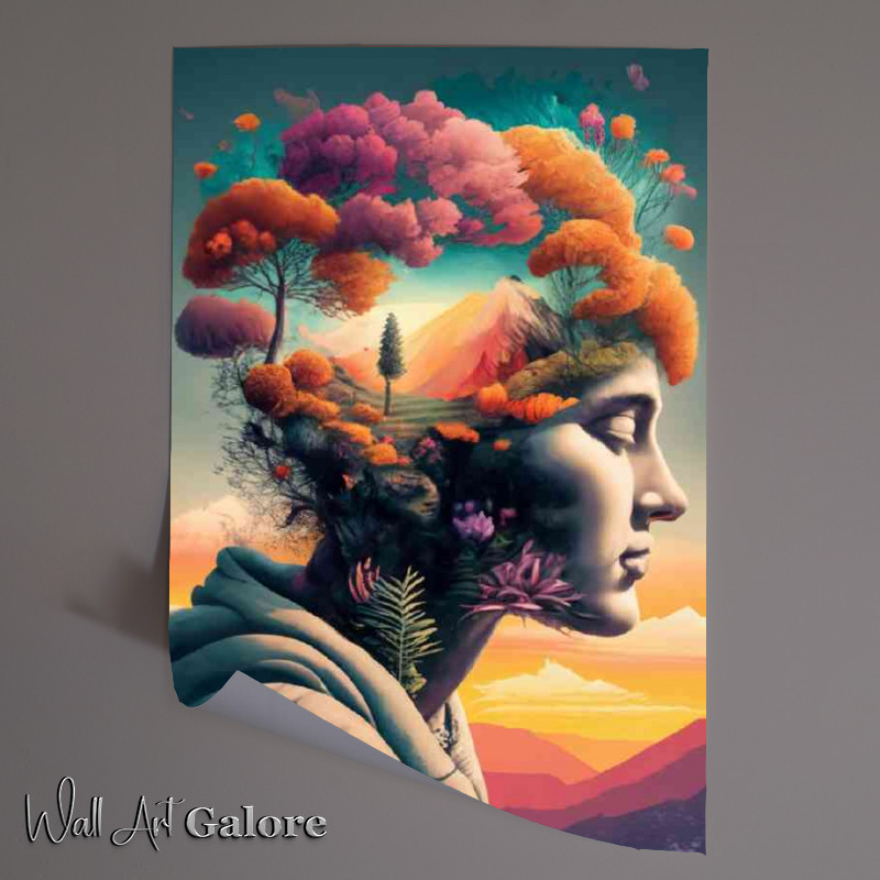 Buy Unframed Poster : (Wild Folwers ladys head Double exposure)