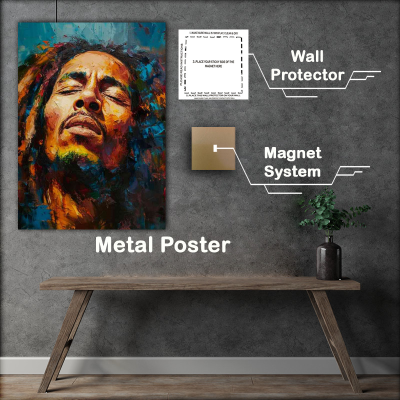 Buy Metal Poster : (Bob Marley pallet Knife painting In the moment)