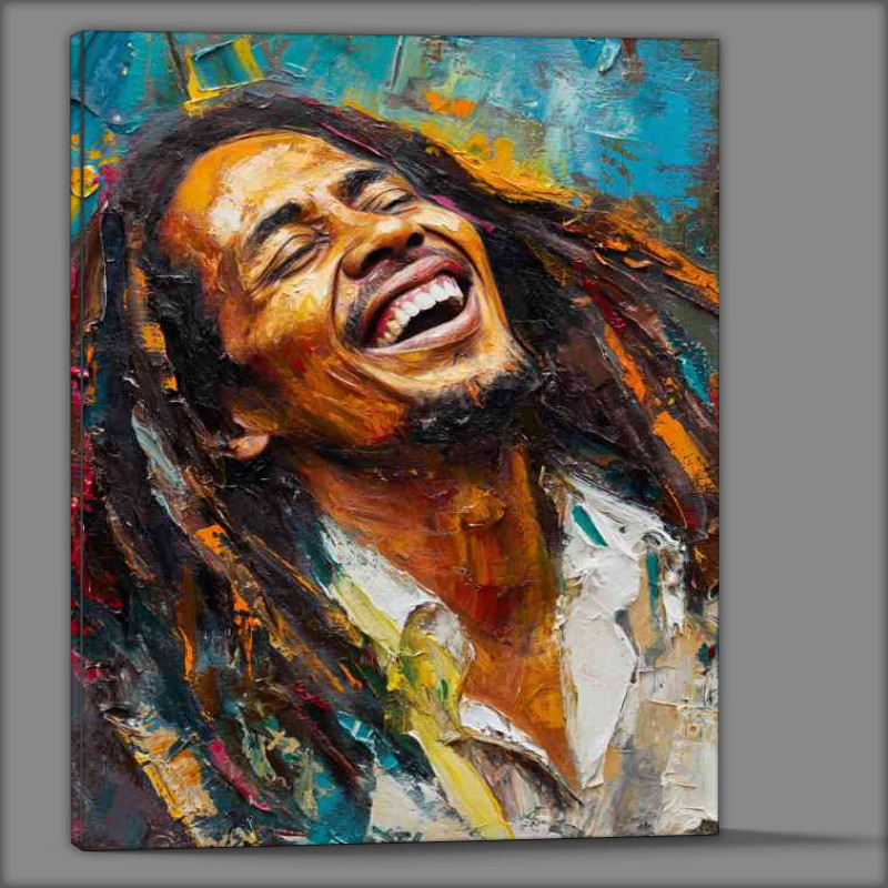 Buy Canvas : (Bob Marley pallet Knife painting laughing)
