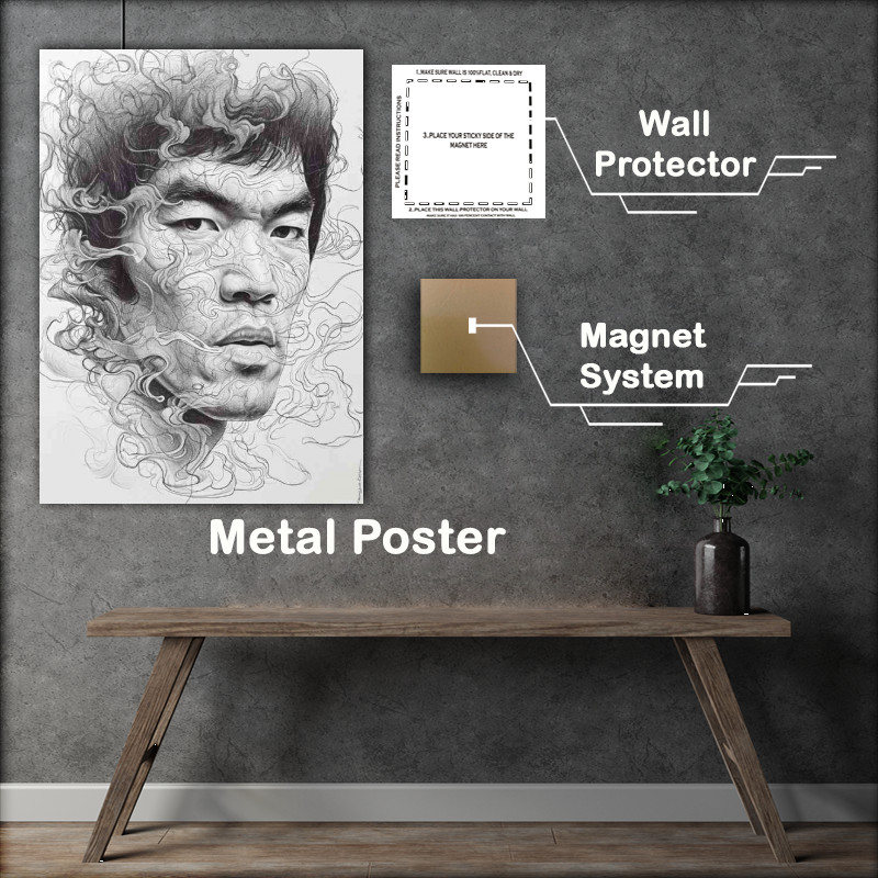 Buy Metal Poster : (Bruce lee doodle pencil art)