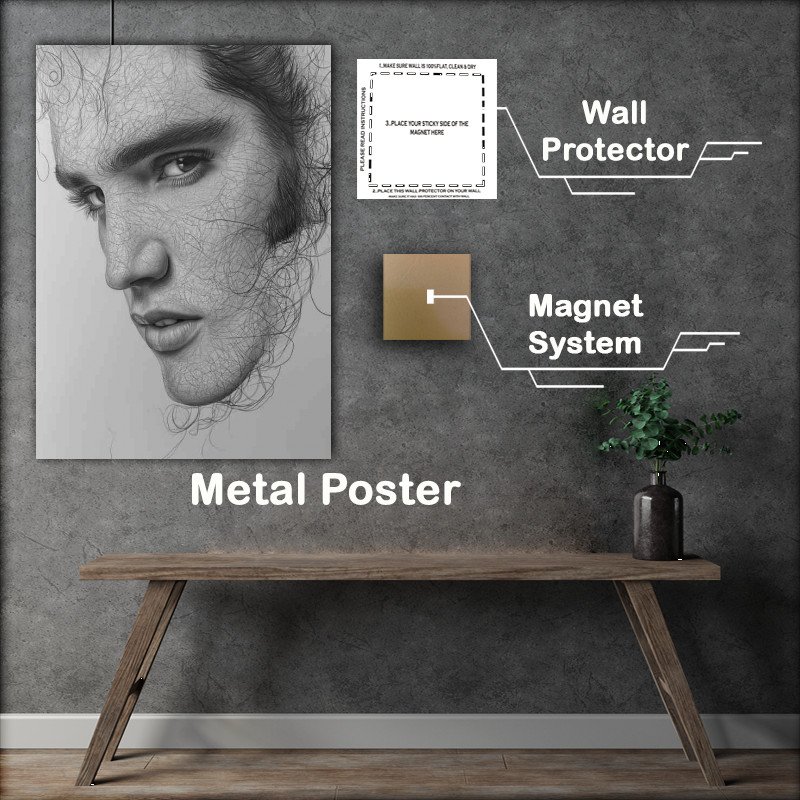 Buy Metal Poster : (Elvis Presley doodle pencil face)