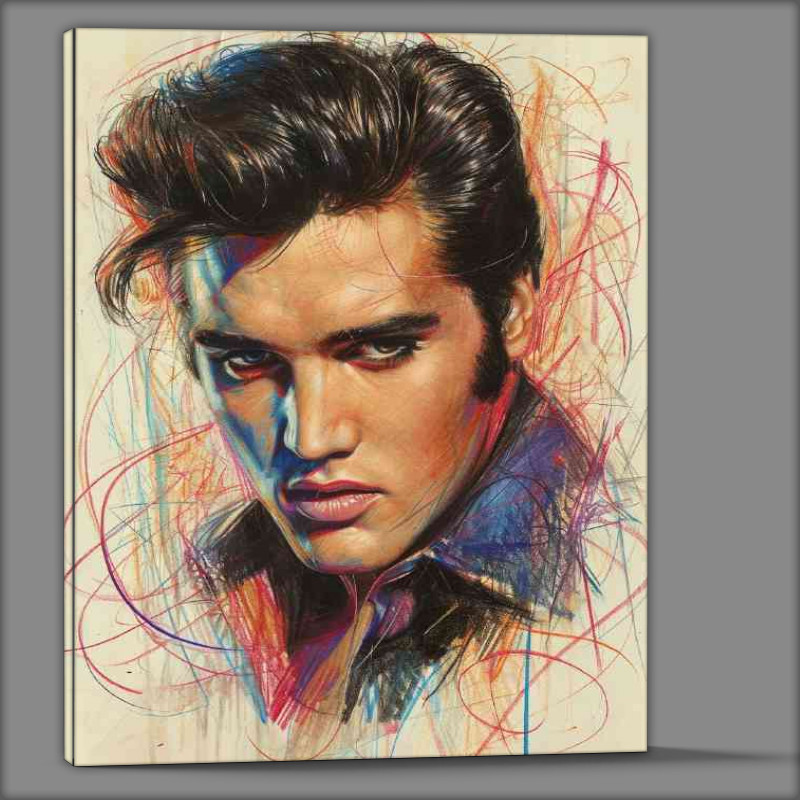 Buy Canvas : (Elvis Presley mixed colour doodle pencil)