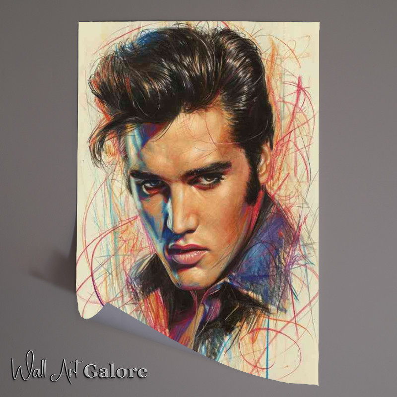 Buy Unframed Poster : (Elvis Presley mixed colour doodle pencil)