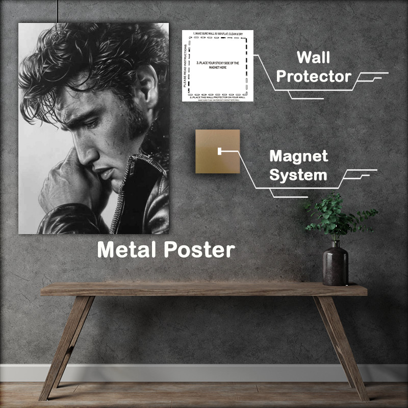 Buy Metal Poster : (Elvis Presley pencil drawing that represents)