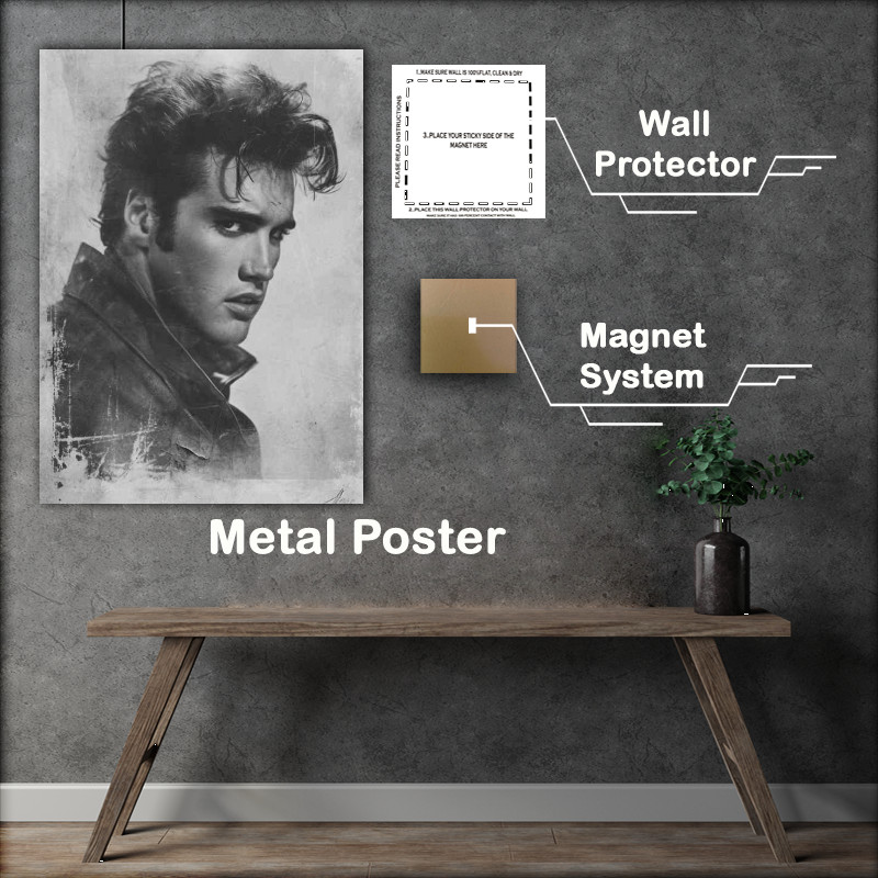 Buy Metal Poster : (Elvis Presley pencil drawing that represents art)