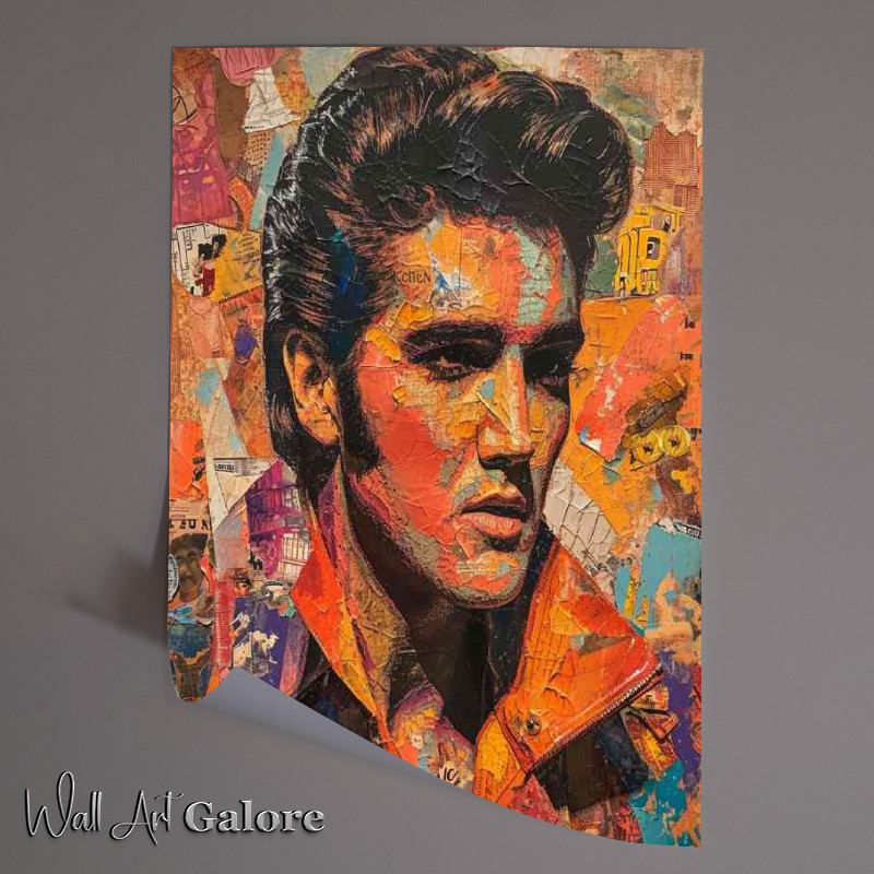 Buy Unframed Poster : (Elvis Presley with a collage of various things)