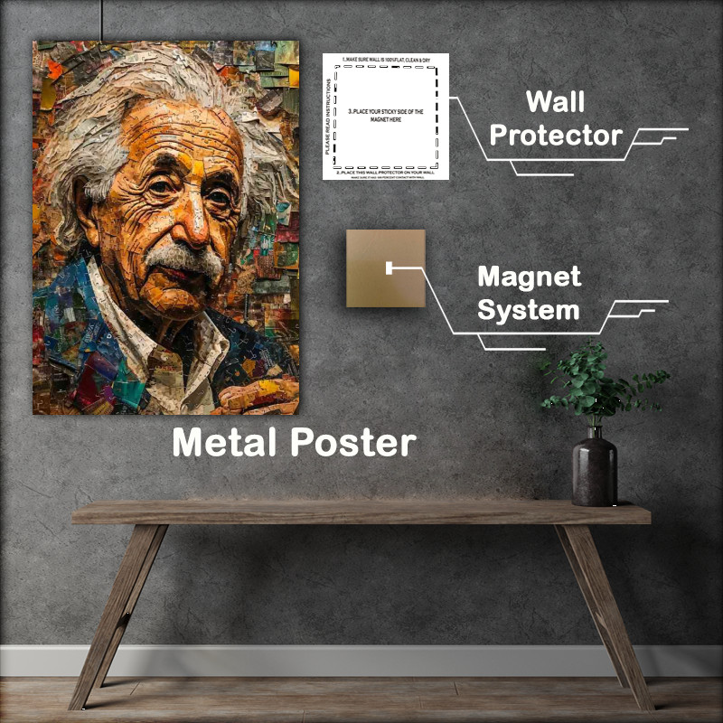 Buy Metal Poster : (Frank Albert Einstein pallet knife painting)
