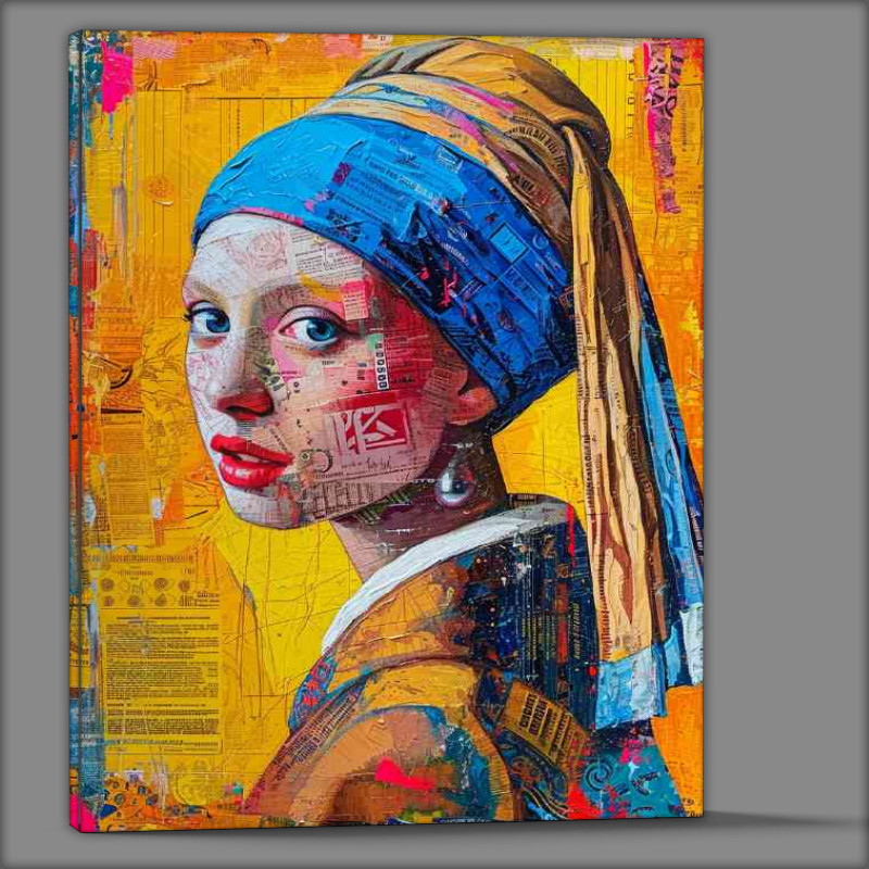 Buy Canvas : (Girl with a pearl earring newspaper art)