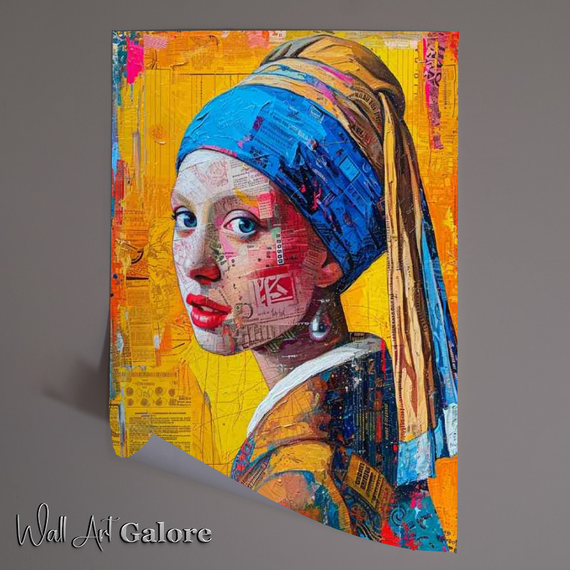 Buy Unframed Poster : (Girl with a pearl earring newspaper art)