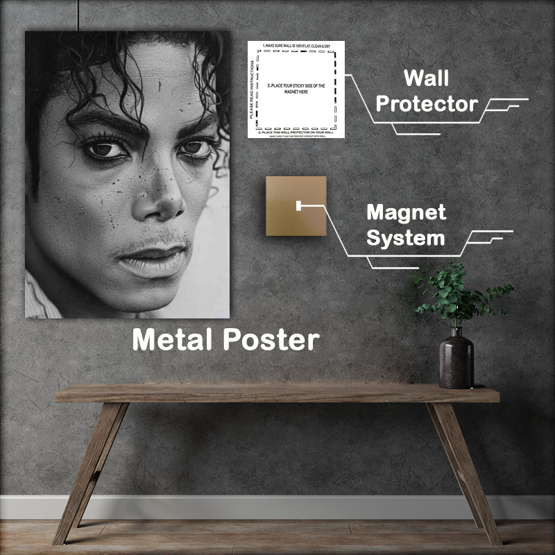 Buy Metal Poster : (Michael Jackson black and white art)