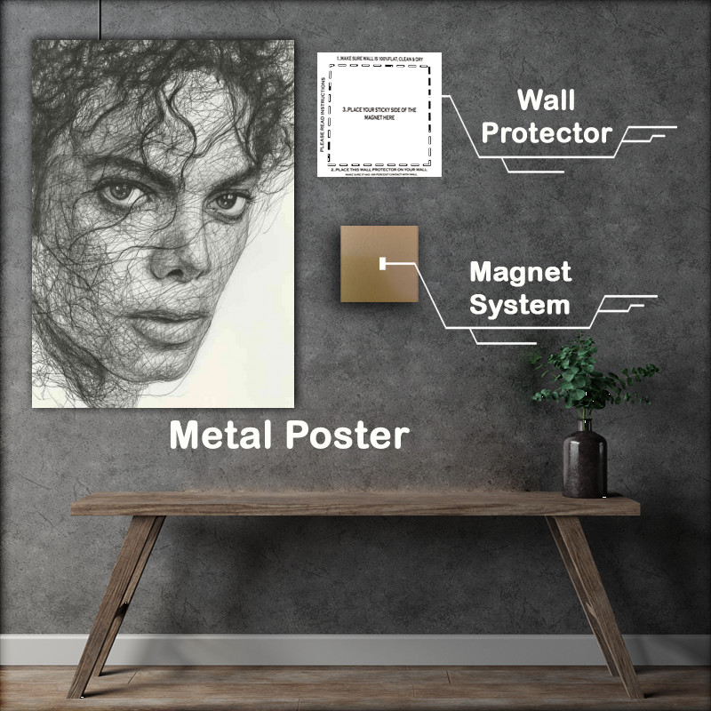 Buy Metal Poster : (Michael Jackson doodle pencil drawing art)