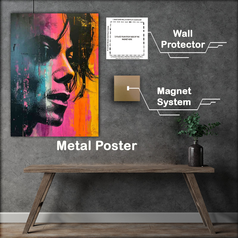 Buy Metal Poster : (Michael Jackson pallet knife painting face)