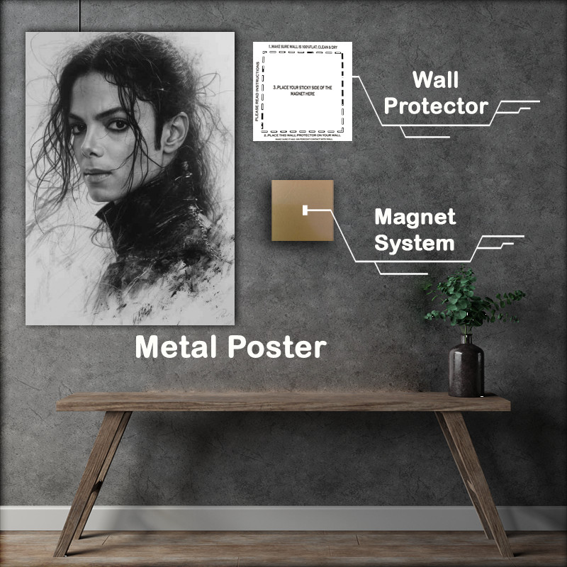 Buy Metal Poster : (Michael Jackson pencil drawing that represents)