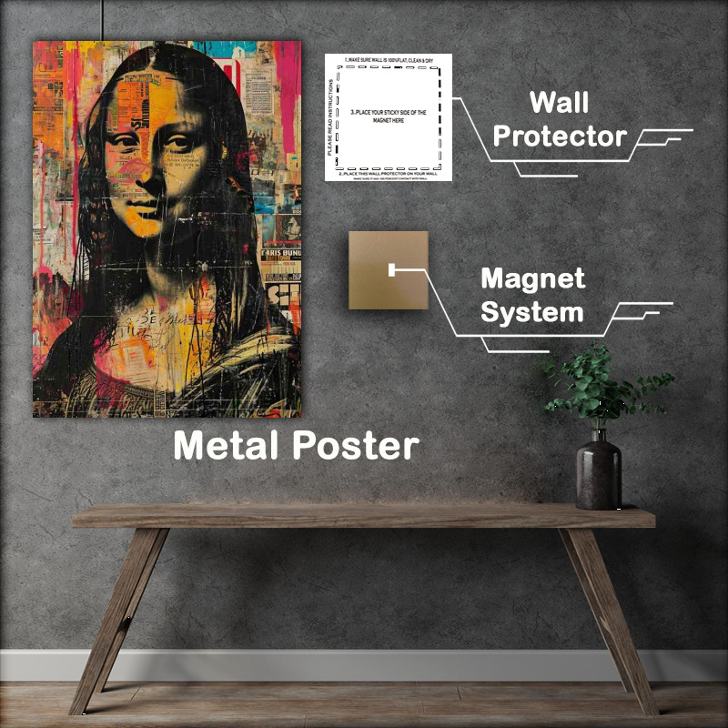 Buy Metal Poster : (Mona Lisa an artlike collage of the face)