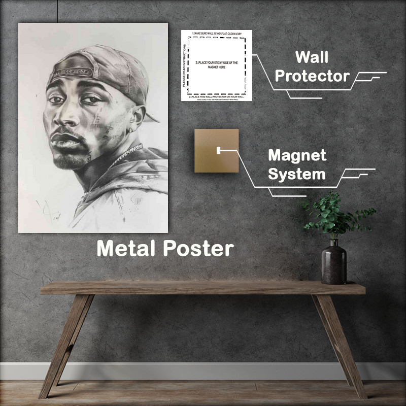 Buy Metal Poster : (Tupac doodle pencil art style)