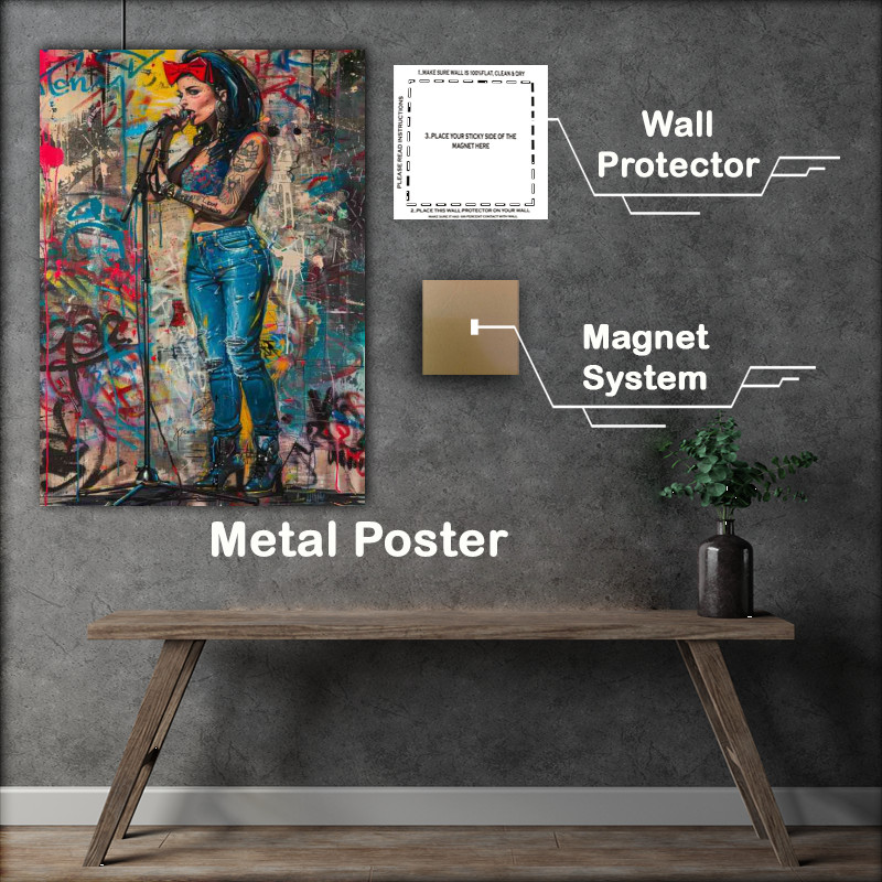 Buy Metal Poster : (Amy Winehouse in the style of graffiti art)