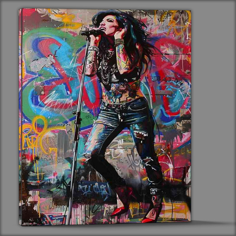 Buy Canvas : (Amy Winehouse singing in a graffiti style art)