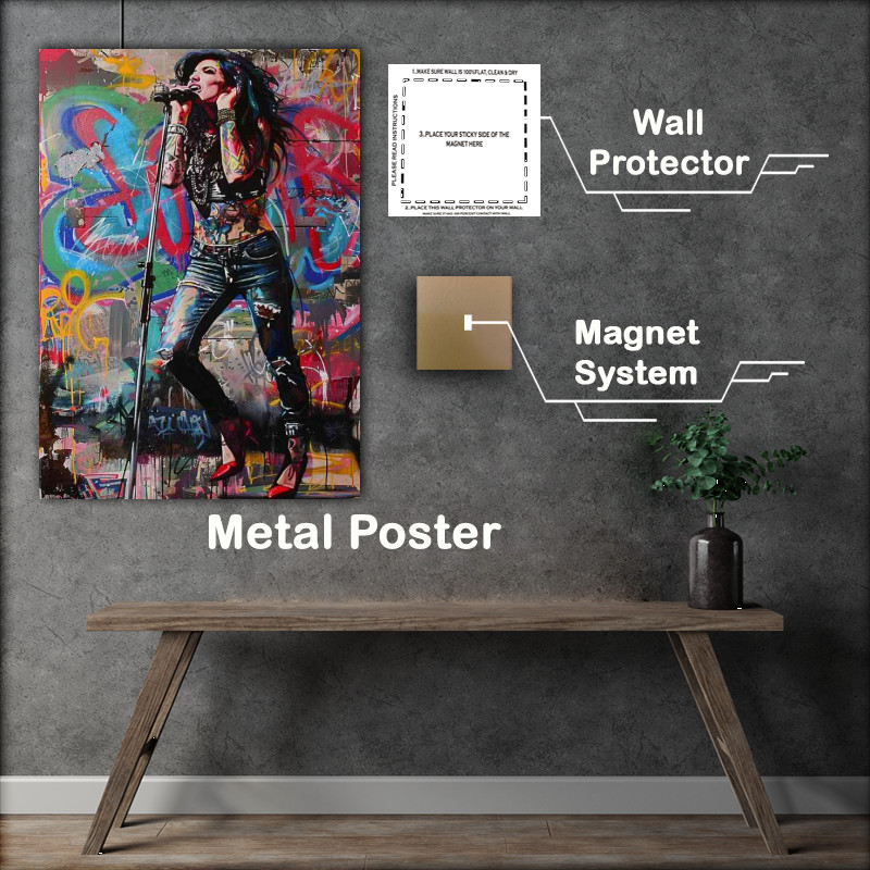 Buy Metal Poster : (Amy Winehouse singing in a graffiti style art)