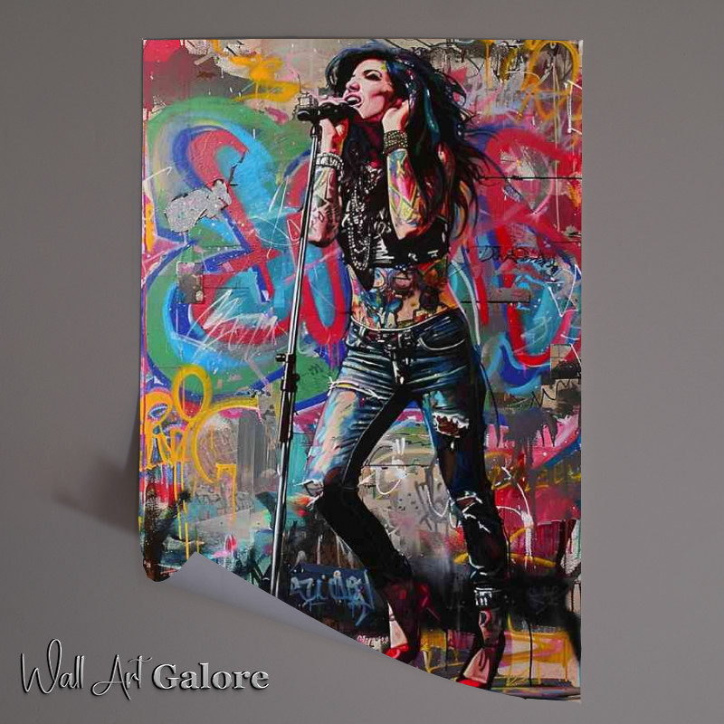 Buy Unframed Poster : (Amy Winehouse singing in a graffiti style art)