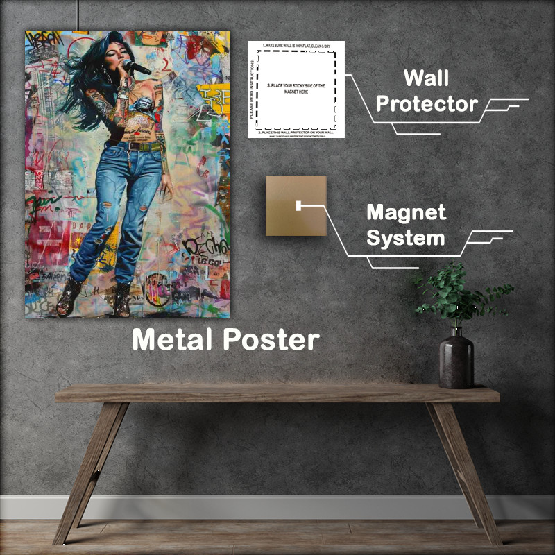 Buy Metal Poster : (Amy Winehouse singing with the mic)