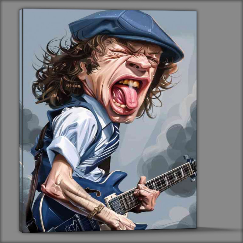 Buy Canvas : (Angus Young A caricature drawing)