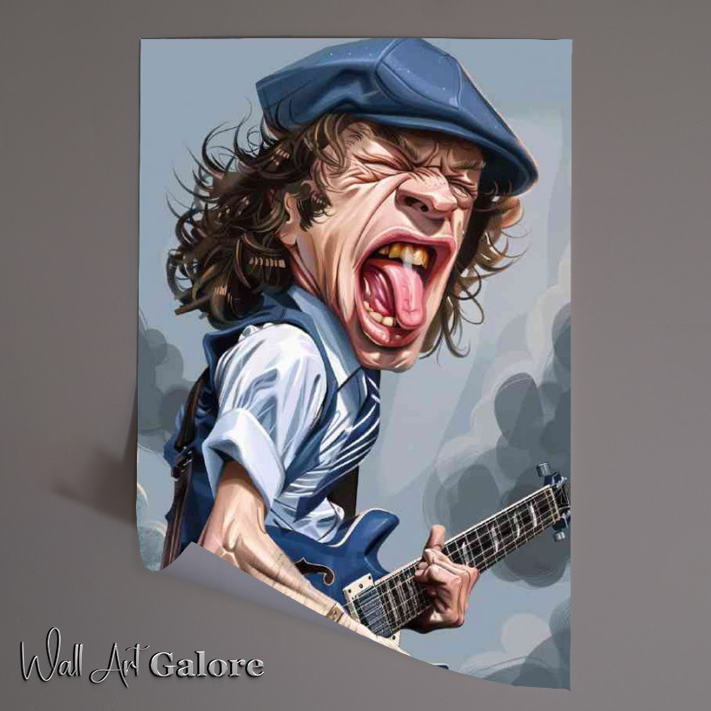 Buy Unframed Poster : (Angus Young A caricature drawing)