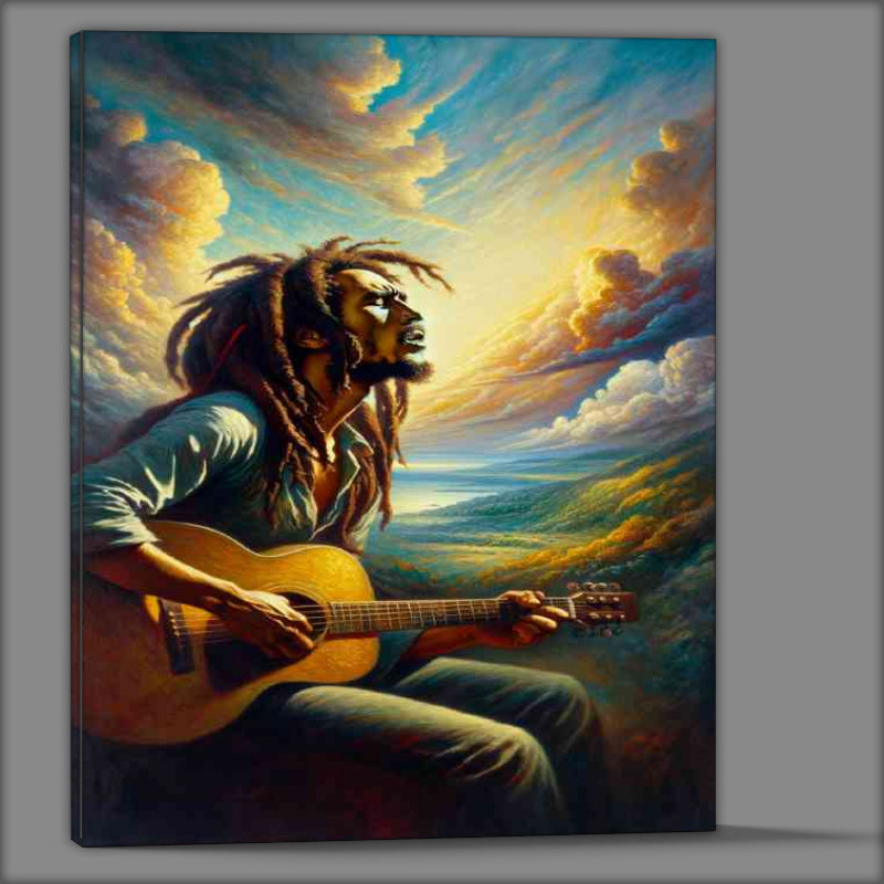 Buy Canvas : (Bob Marley performing Romanticism painting)