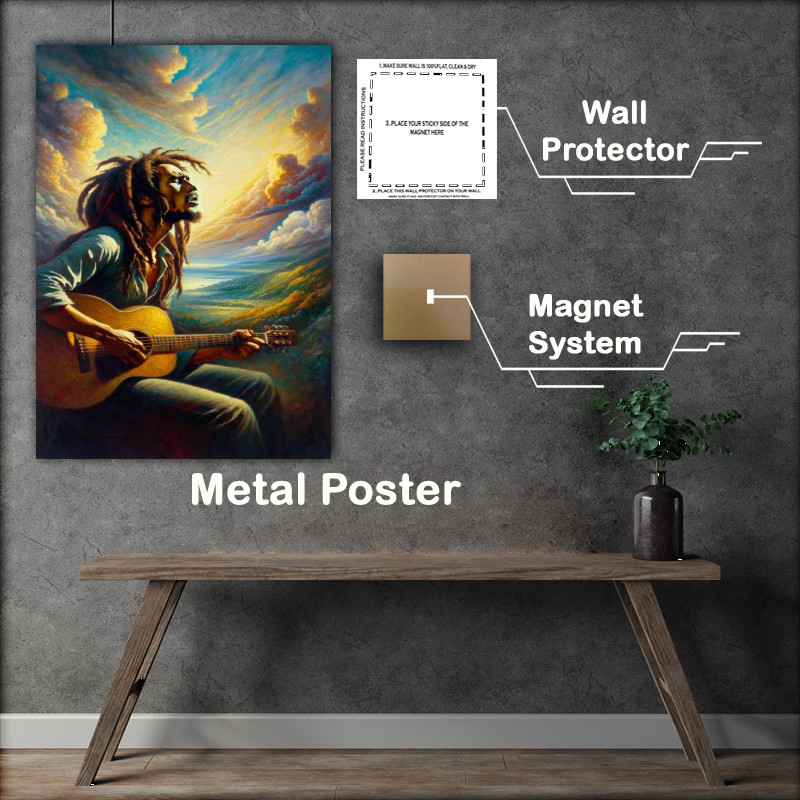 Buy Metal Poster : (Bob Marley performing Romanticism painting)
