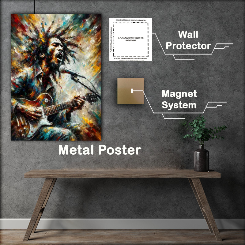 Buy Metal Poster : (Bob Marley Abstract expressionism painting)