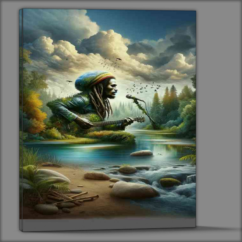 Buy Canvas : (Bob Marley Environmental Art portrait of a musician)