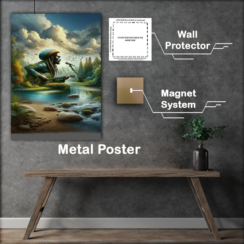 Buy Metal Poster : (Bob Marley Environmental Art portrait of a musician)
