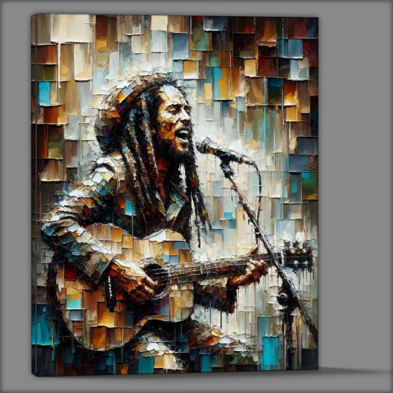Buy Canvas : (Bob Marley performing on stage pallet knife style)