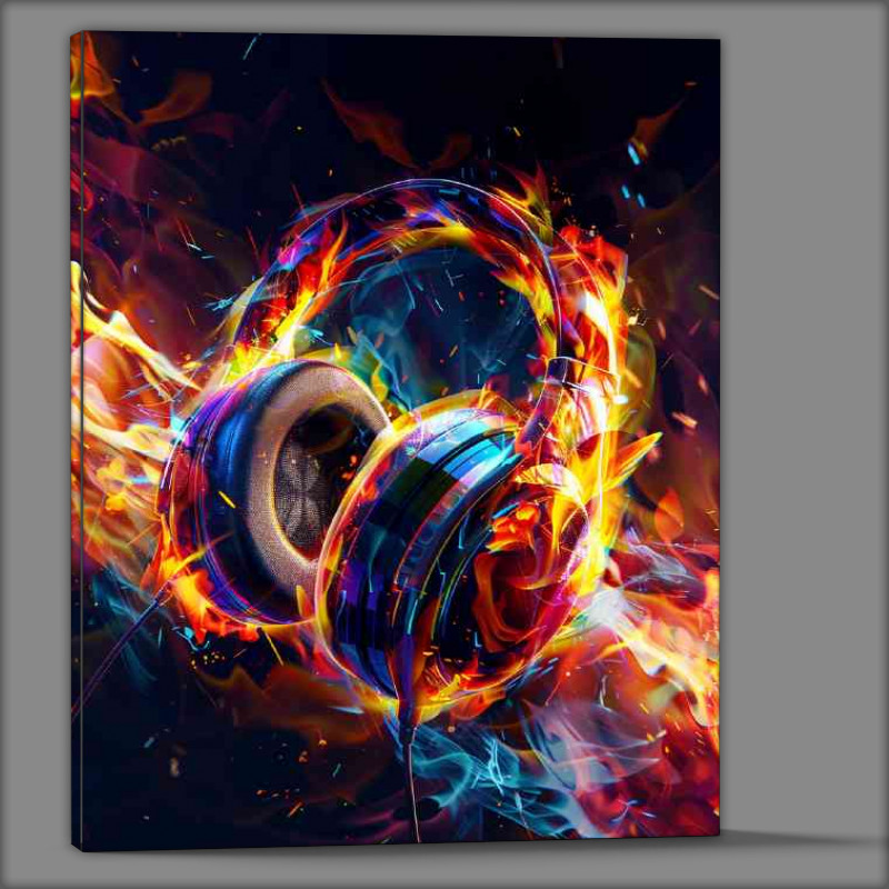 Buy Canvas : (Colorful dj headphone with fiery colors)