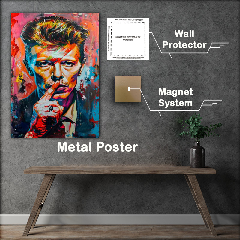 Buy Metal Poster : (David Bowie holding his finger to his lips)