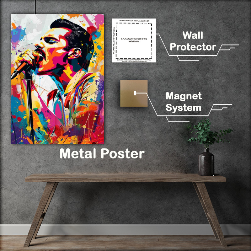 Buy Metal Poster : (Freddie Mercury in the style of pop art)