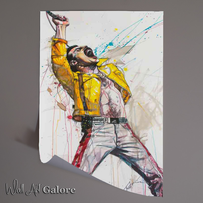 Buy Unframed Poster : (Freddy Mercury in the style of splashed art)