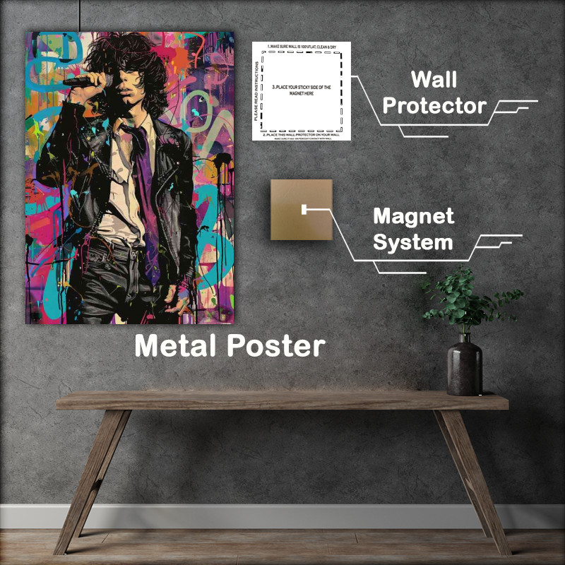 Buy Metal Poster : (Jim Morrison illustrated in the style of graffiti)