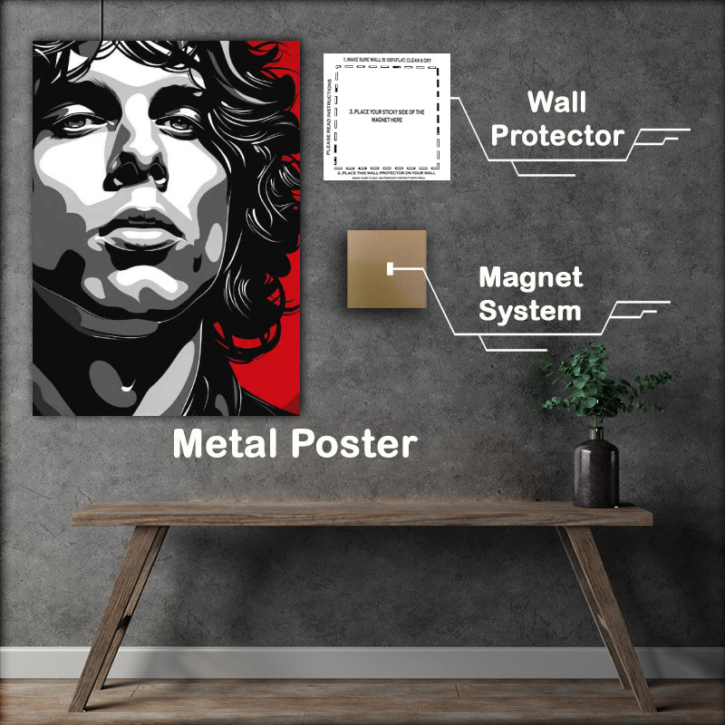 Buy Metal Poster : (Jim Morrison vector illustration red white)