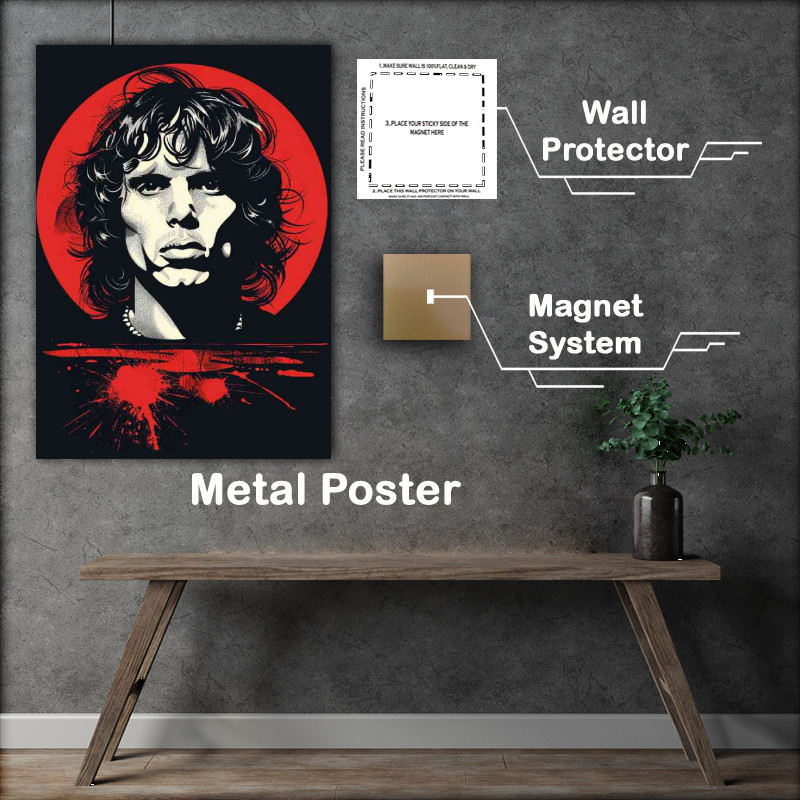 Buy Metal Poster : (Jim_Morrison vector illustration red splashes)