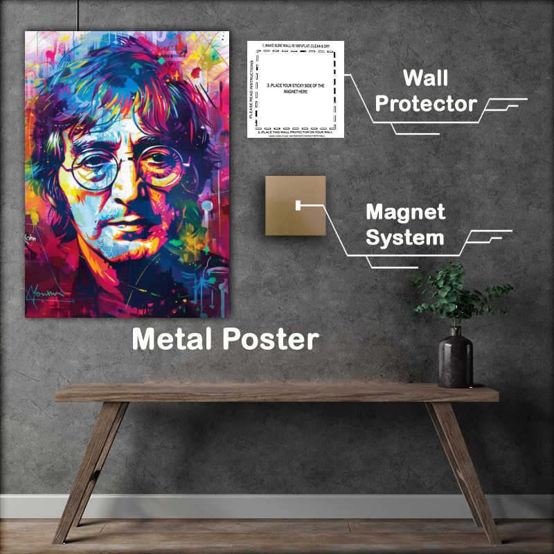 Buy Metal Poster : (John Lennon in the style of mixed art)