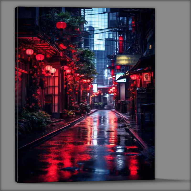 Buy Canvas : (night sky in japan with lights at dusk)